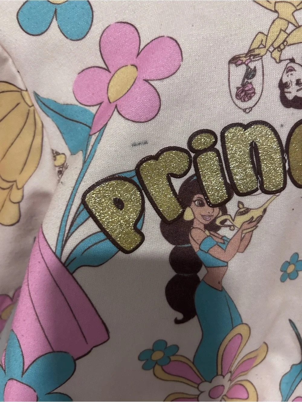 Disney Girls Floral 'Princess' Character Jacket Pink, Blue & Yellow w Hood Sz 4